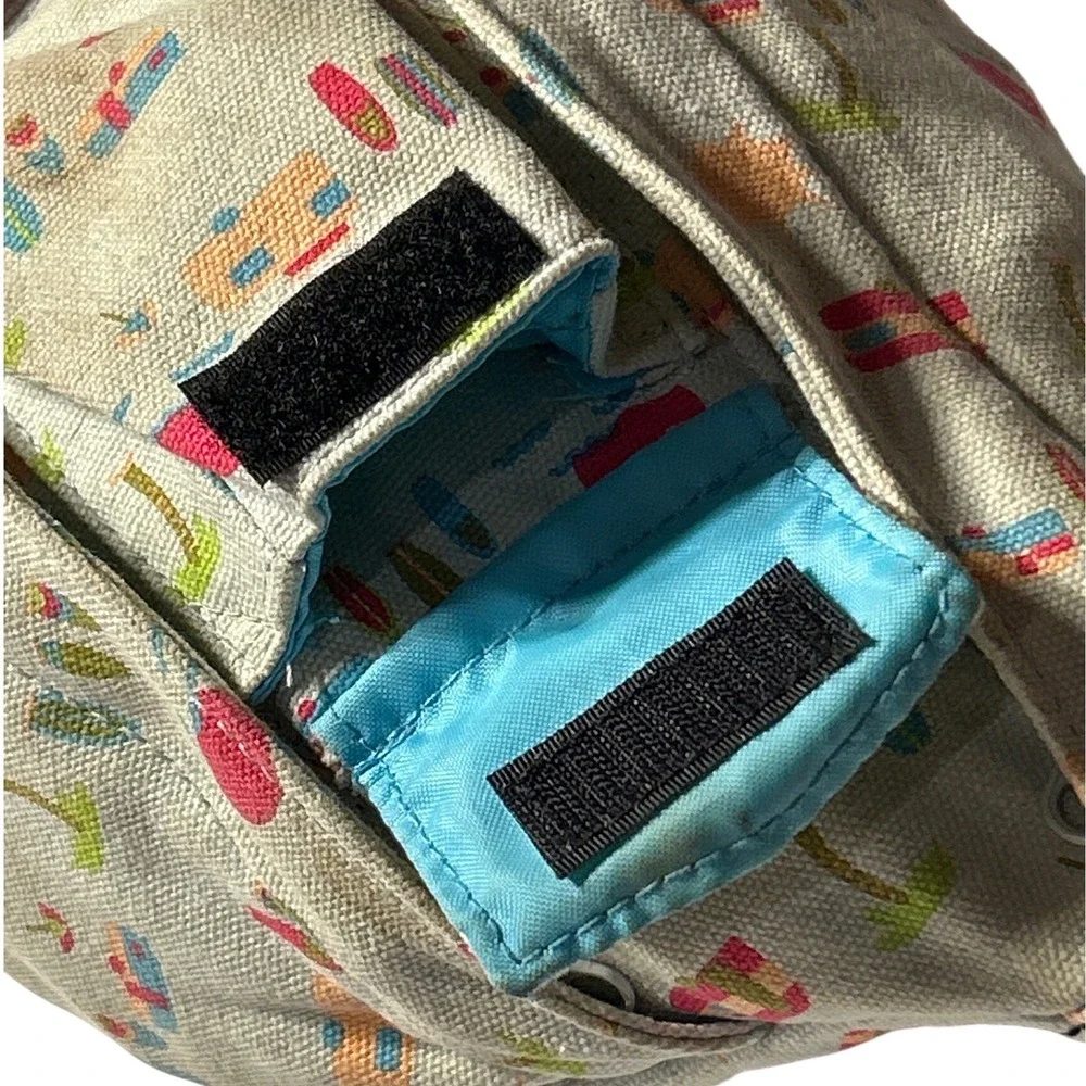 KAVU‎ Rope Bag Sling Backpack Summer Beach Camper Print Canvas Tan Pink Blue